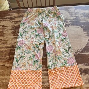Pact Girls Floral Cream Pajama Pants with Pink and Orange Accents